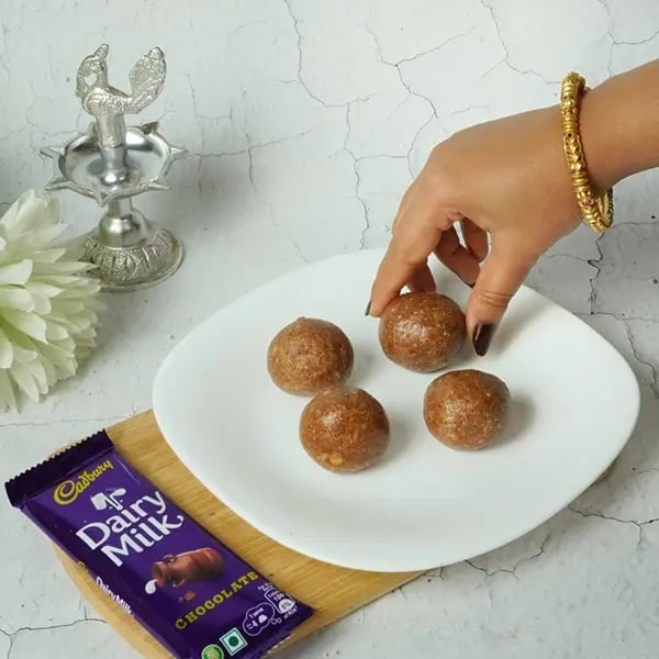 Bhai Dooj Special Dairy Milk Cashew Lotus Sweet-Now take a medium portion of the dough