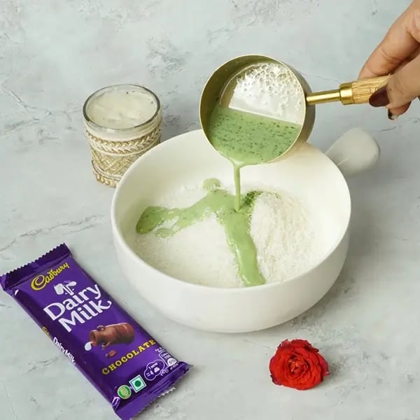 Bhai Dooj Special Dairy Milk Chocolate Paan Barfi-In a bowl add desiccated coconut