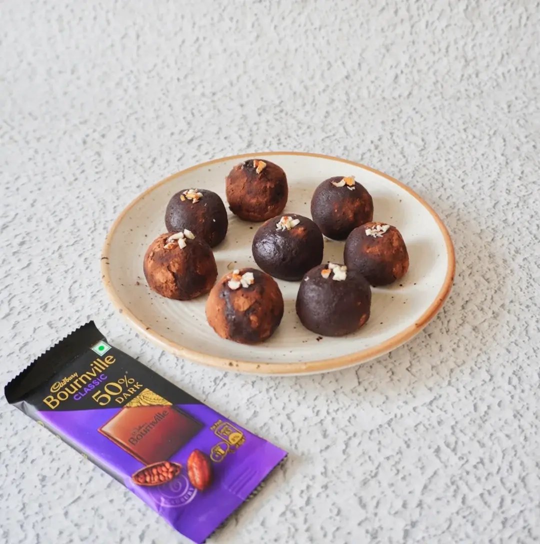 Black Chocolate Tuffles with Dy Fuits & Almonds Recipe