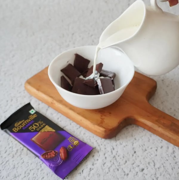 Black Chocolate Truffles with Dry Fruits & Almonds - Break the chocolate into pieces