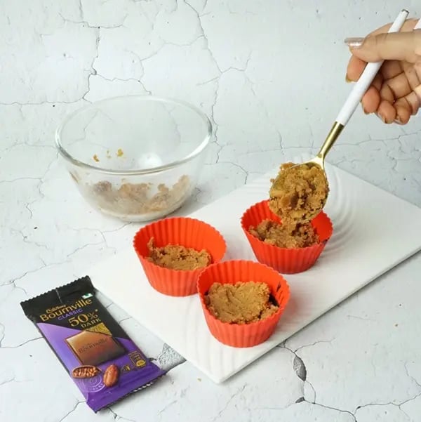 Bournville Biscuit Fudge Cup - Now fill the next