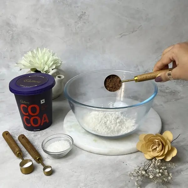 Bournville Black Velvet Cake - Whisking Dry Ingredients
