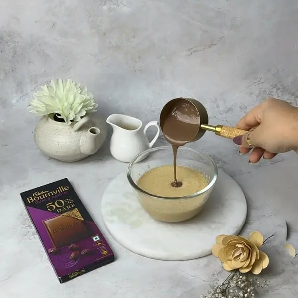 Bournville Black Velvet Cake - Pouring Melted Chocolate