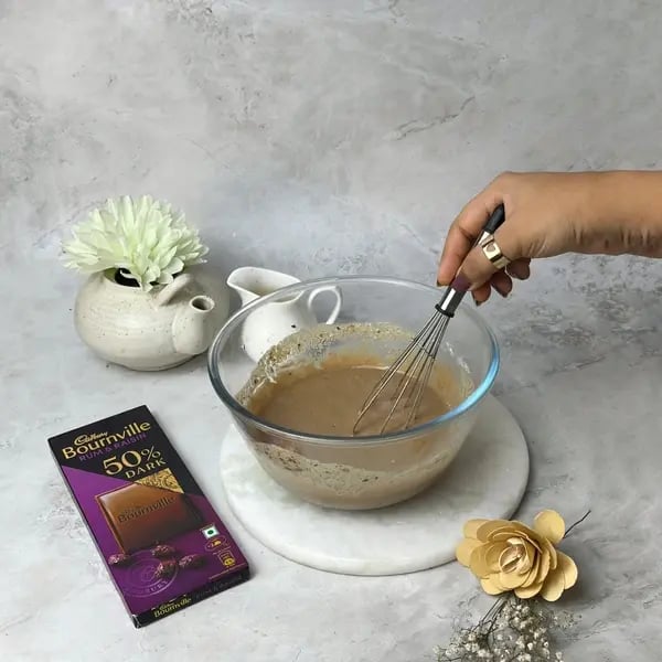 Bournville Black Velvet Cake - Mixing Cake Batter