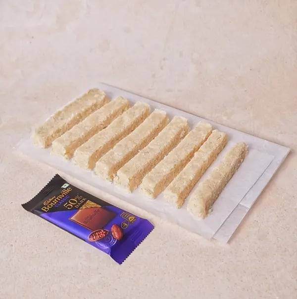 Bournville Chocolate and Coconut Candy Bar-Once set cut into bars or log shapes