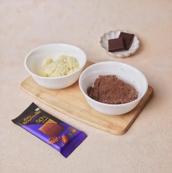 Bournville Chocolate and Khowa Barfi-If the dough is too sticky
