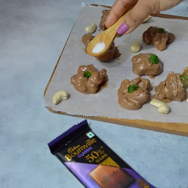 Bournville Chocolate Cashew Cluster - Sprinkle some salt