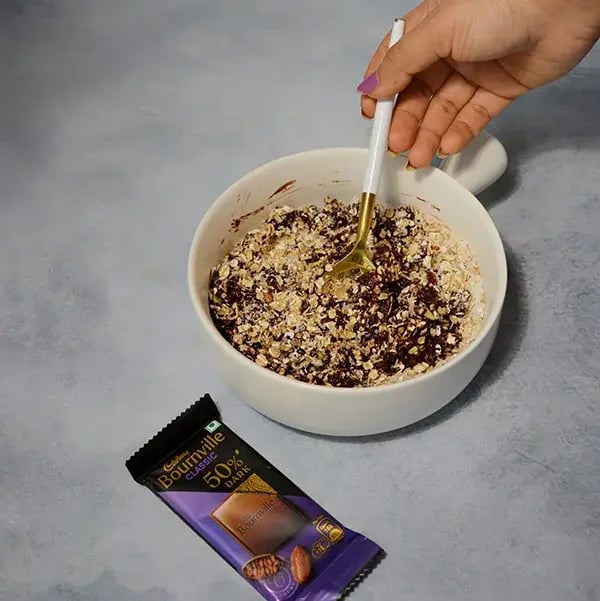 Bournville Chocolate Cherry Pistachio Snowball - Mix it gently