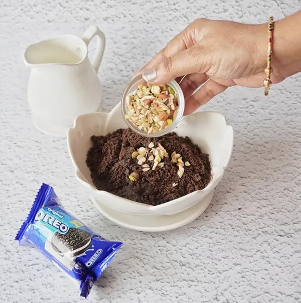 Bournville Chocolate Coated Oreo Candies - Some chopped nuts for added texture and flavor