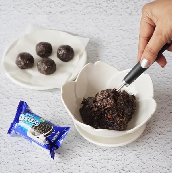 Bournville Chocolate Coated Oreo Candies - Scoop small portions using a spoon or melon baller