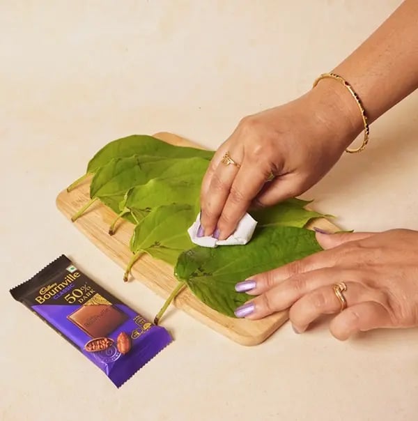 Bournville Chocolate Coated Paan Truffles-Take fresh paan leaves