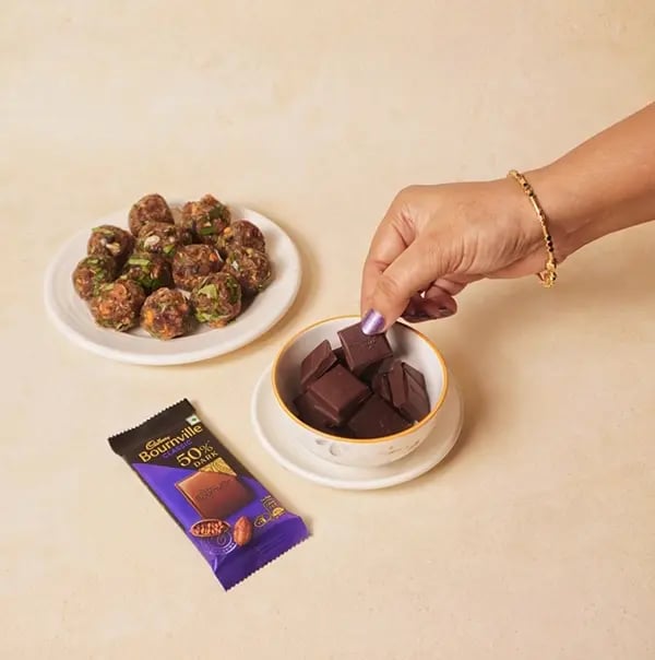 Bournville Chocolate Coated Paan Truffles-Break the Cadbury Bournville dark chocolate