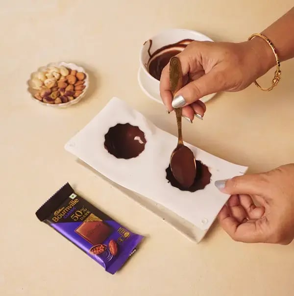 Bournville Chocolate Coated Red Velvet Giant Modak with Coconut and Nuts for Ganesh Chaturthi - Take a giant Modak mould