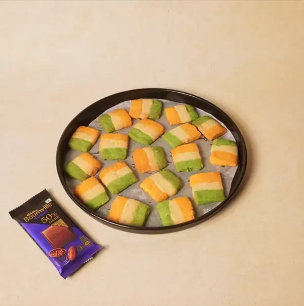 Bournville Chocolate Coated Tricolor Delight Cookies - INDEPENDENCE DAY - Preheat your oven to 180°C