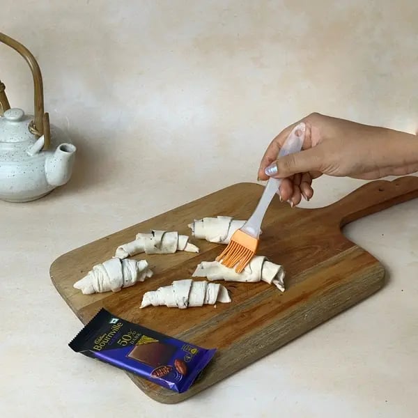 Bournville Chocolate Croissant - Brushing Croissant Egg Wash