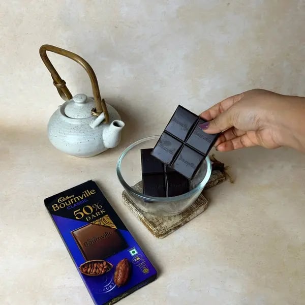 Bournville Chocolate Date Heart - Melted Chocolate In Bowl