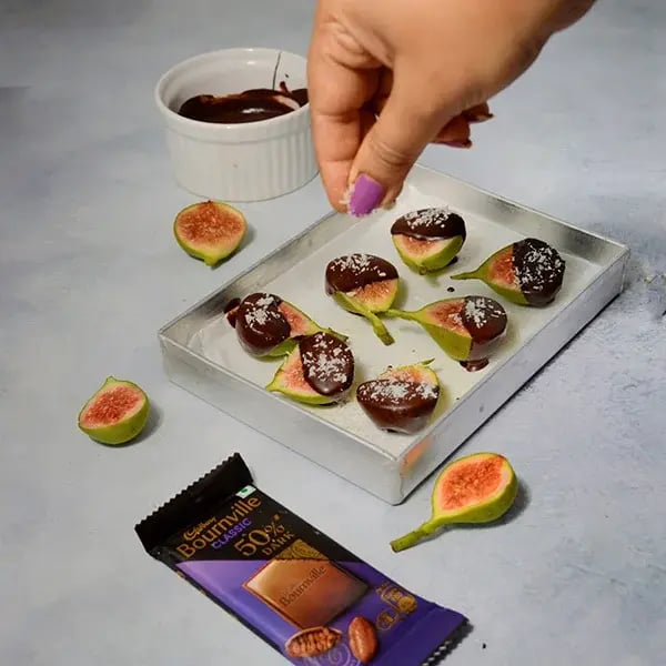 Bournville Chocolate Dipped Fig - Sprinkle some desiccated coconut