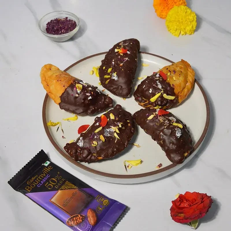 Bounville Chocolate Dipped Tutti Futti Gujiya Recipe