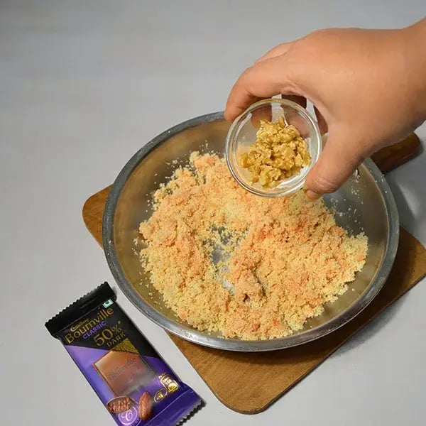 Bournville Chocolate Gulab Sheera - Add chopped walnuts
