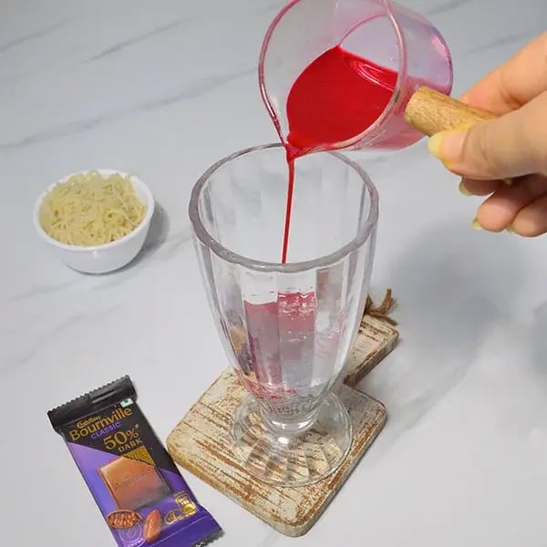 Bournville Chocolate Honey Rosy Falooda - Drizzle the sabja seeds with rose syrup