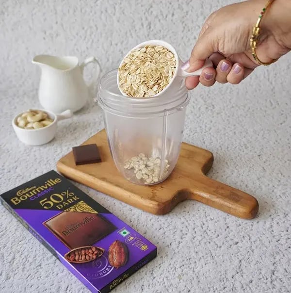 Bournville Chocolate Ice Cream with Dry Fruits - Add rolled oats