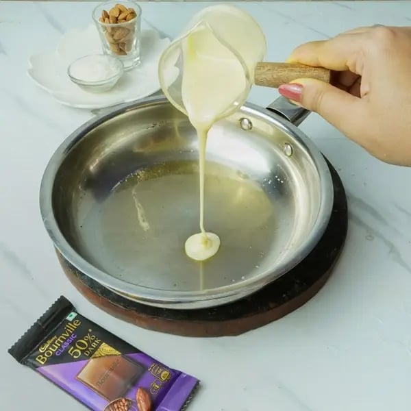 Bournville Chocolate Laddo With Coconut Almond-Take a heavy bottom pan