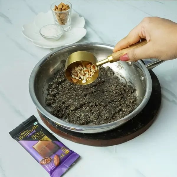 Bournville Chocolate Laddo With Coconut Almond-Once the besan and desiccated coconut