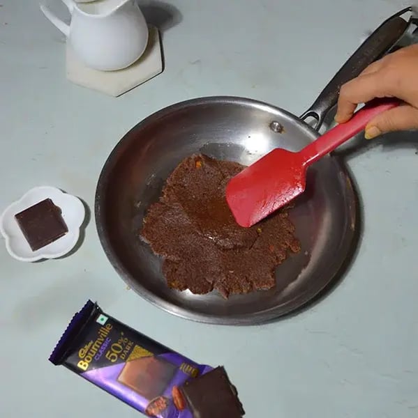 Bournville Chocolate Makhana Peda Recipe - Thickening Dough Mixture
