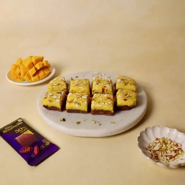 Bournville Chocolate Mango Barfi - Cut Barfi Squares