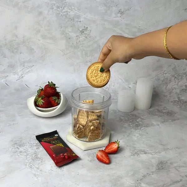 Bournville Chocolate No-Bake Strawberry Cheesecake - Crushed Biscuit Crumbs