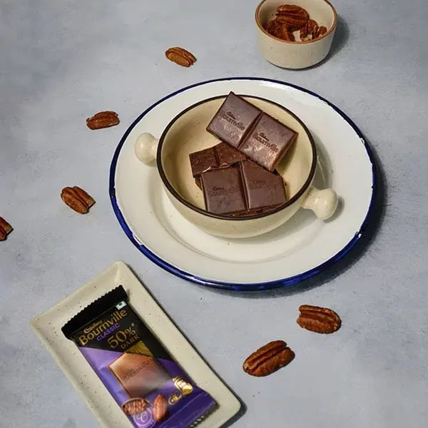 Bournville Chocolate Pecan Bark - Break Cadbury Bournville chocolates