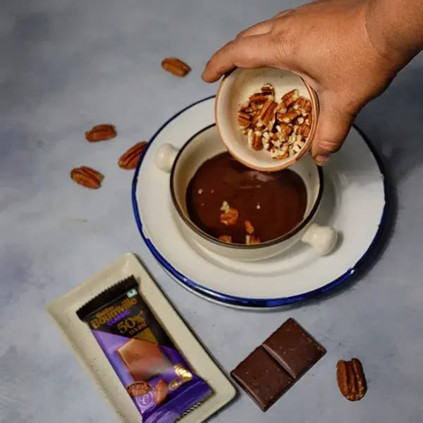 Bournville Chocolate Pecan Bark - Add chopped pecan