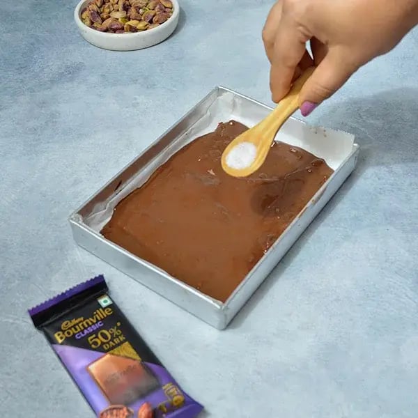 Bournville Chocolate Pistachio Bark - Sprinkle some salt
