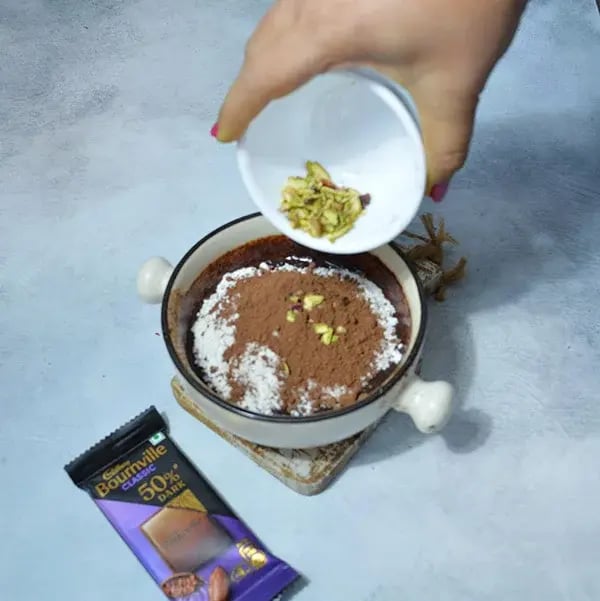 Bournville Chocolate Pistachio Brownie - Add chopped pistachio