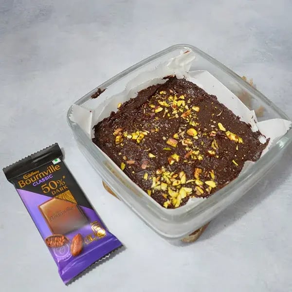 Bournville Chocolate Pistachio Brownie - Sprinkle some more chopped pistachio