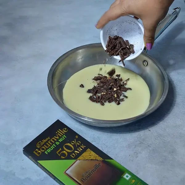 Bournville Chocolate Pistachio Fudge - Add condensed milk