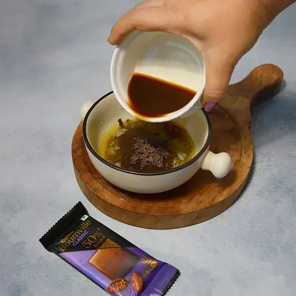 Bournville Chocolate Pound Cake - Mix coffee water with melted chocolate