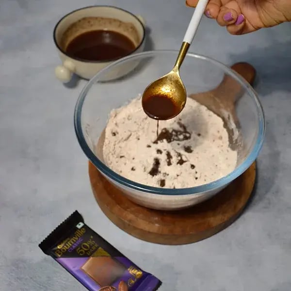 Bournville Chocolate Pound Cake - Mix chocolate with dry ingredients