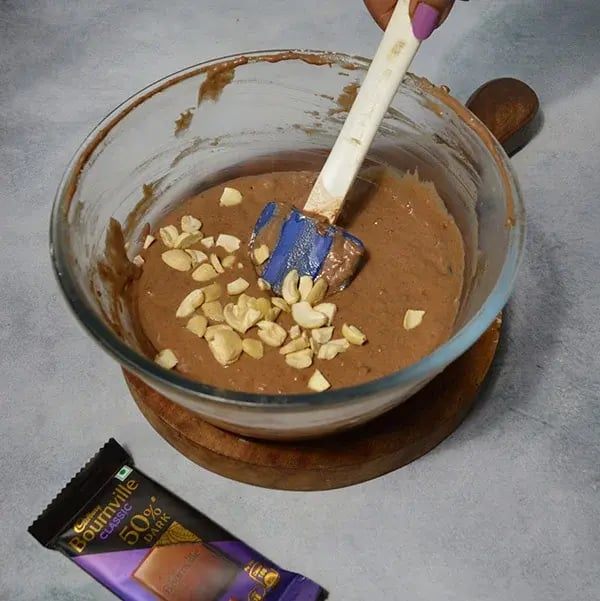 Bournville Chocolate Pound Cake - Add chopped cashews