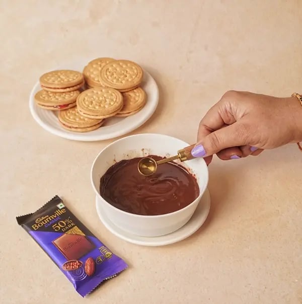 Bournville Chocolate Sandwiches with Biscuit and Jam-Stir in 1–2 teaspoons of coconut oil