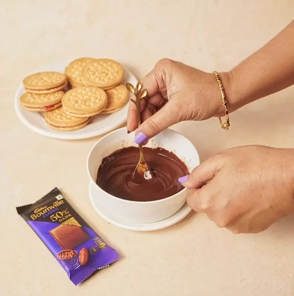 Bournville Chocolate Sandwiches with Biscuit and Jam-Mix well to achieve a smooth