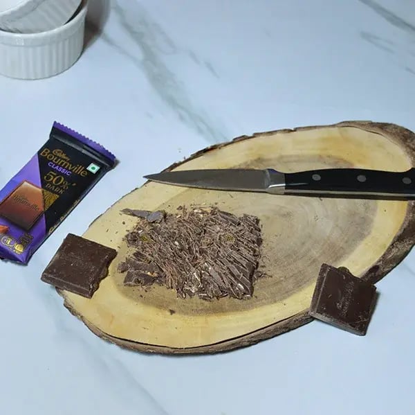 Bournville Chocolate Souffle - Chop Cadbury Bournville chocolates