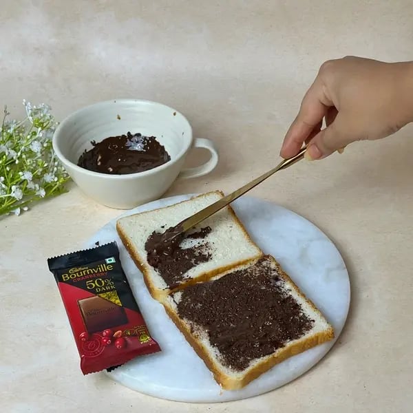 Bournville Chocolate Toast Dessert - Spreading Chocolate On Bread