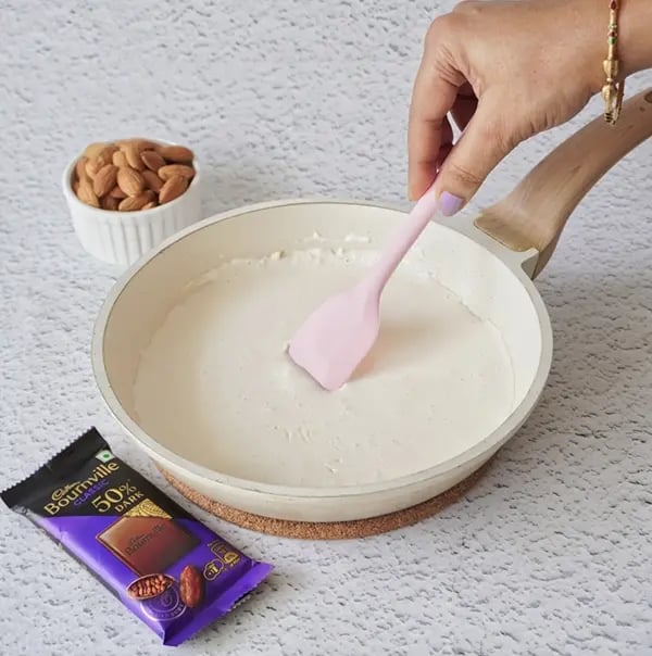 Bournville Chocolate Truffle with Almonds-Heat the cream