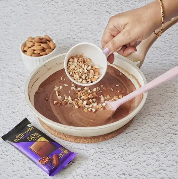 Bournville Chocolate Truffle with Almonds-Fold in the chopped