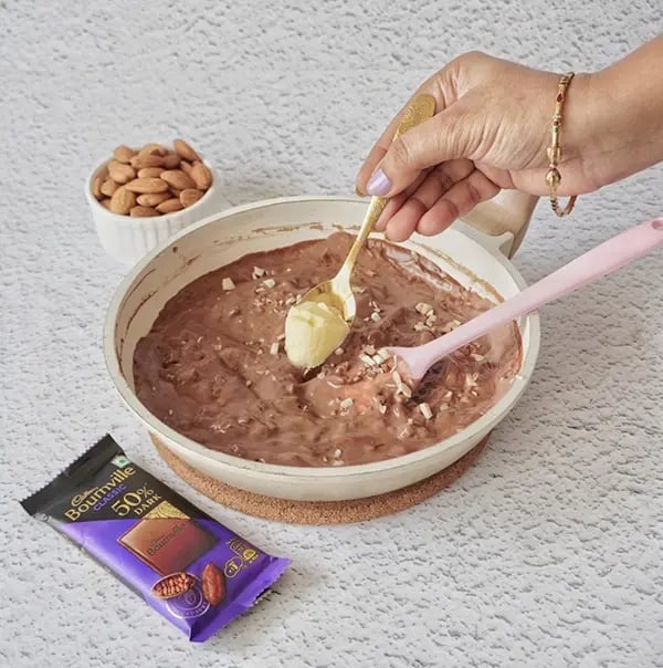 Bournville Chocolate Truffle with Almonds-Stir in the butter and a pinch of salt