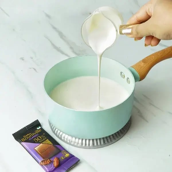 Bournville Chocolate Vanilla Panna Cotta - Add the heavy cream