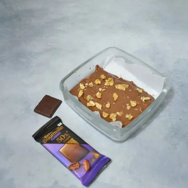 Bournville Chocolate Walnut Brownie - Sprinkle walnuts
