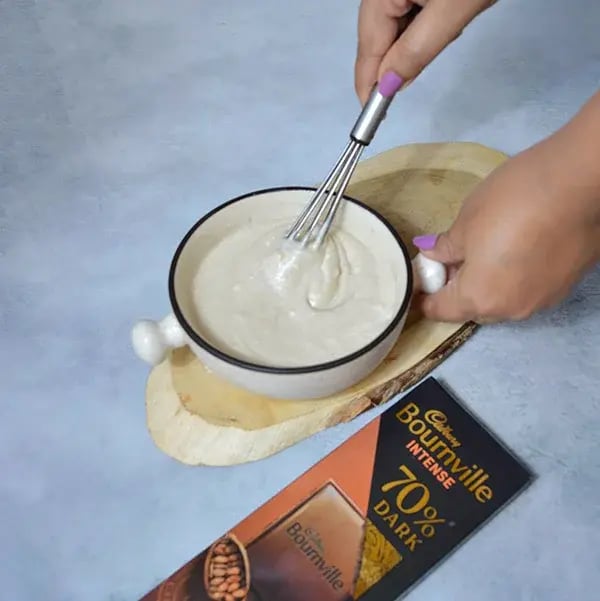 Bournville Chocolate Walnut Cheesecake - Mix gently
