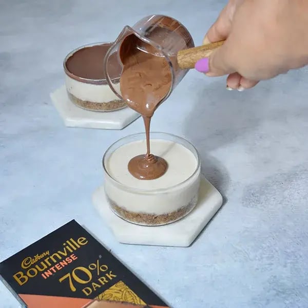Bournville Chocolate Walnut Cheesecake - Microwave some Cadbury Bournville chocolates